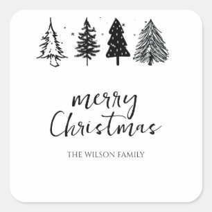 Elegant Minimalist Christmas Tree  Square Sticker