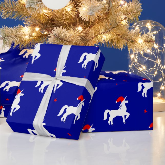 Elegant Minimalist Christmas Unicorn Santa  Wrapping Paper (Holidays)