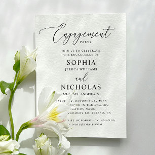 Elegant minimalist classic script engagement party invitation