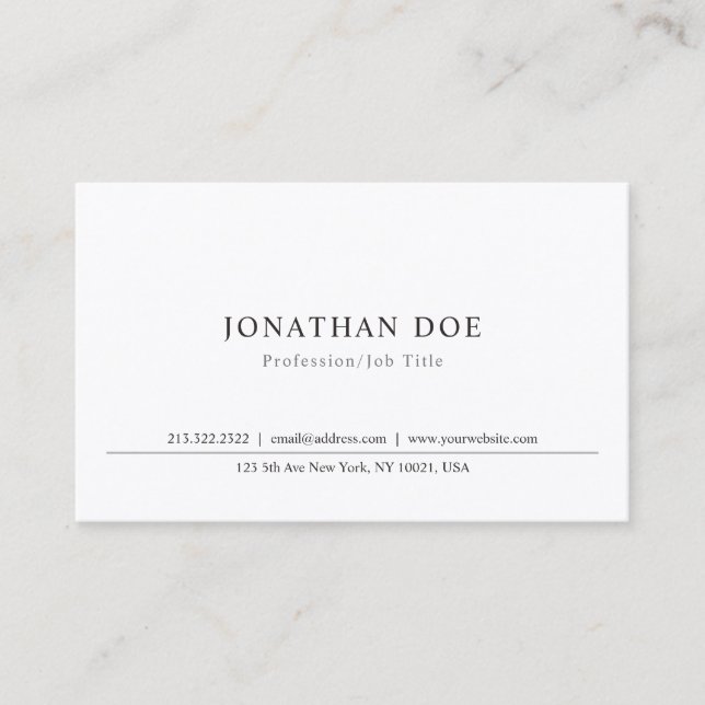 Elegant Minimalist Classic Template Professional Business Card (Front)
