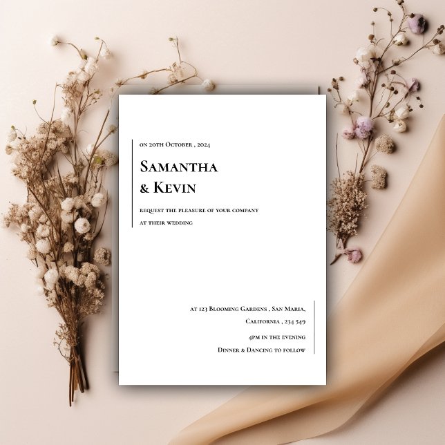 Elegant Minimalist Classic White on Black Wedding Invitation (Elegant Minimalist Classic White on Black Wedding Invitation)