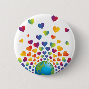 Elegant Minimalist Colourful Rainbow Heart Design 6 Cm Round Badge