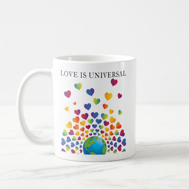 Elegant Minimalist Colourful Rainbow Heart Design Coffee Mug (Left)