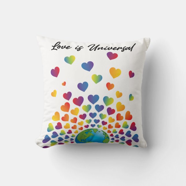 Elegant Minimalist Colourful Rainbow Heart Design Cushion (Front)