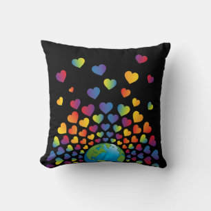 Elegant Minimalist Colourful Rainbow Heart Design Cushion