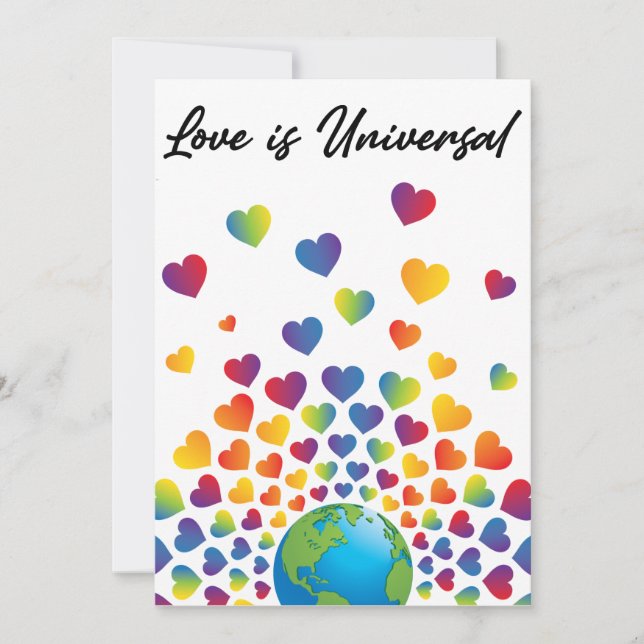 Elegant Minimalist Colourful Rainbow Heart Design Invitation (Front)