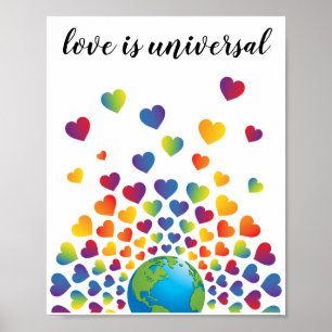Elegant Minimalist Colourful Rainbow Heart Design Poster