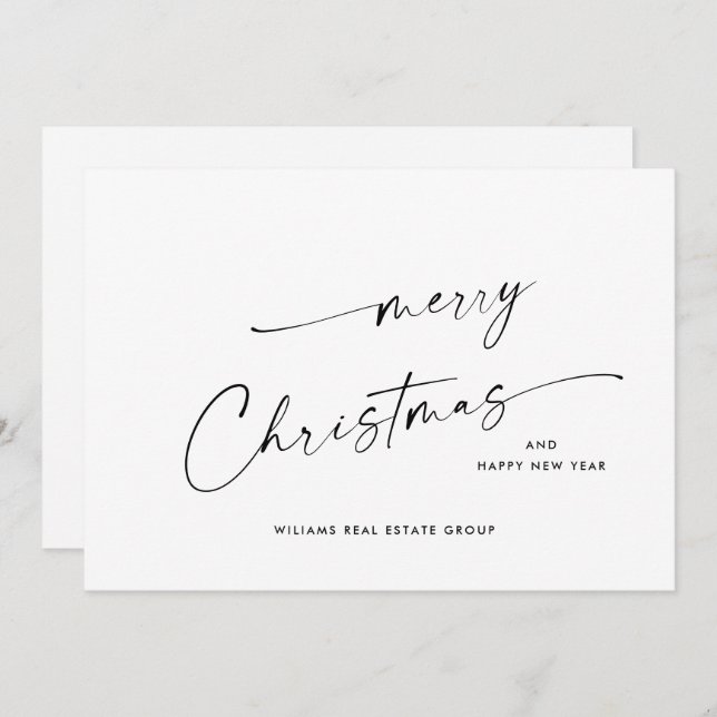 Elegant Minimalist Corporate Christmas Greeting Ho Holiday Card (Front/Back)
