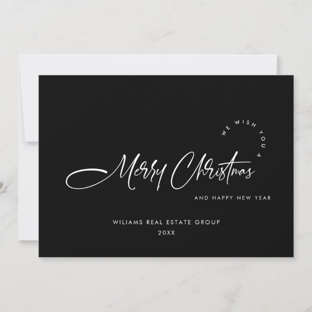 Elegant Minimalist Corporate Christmas Greeting Holiday Card (Front)
