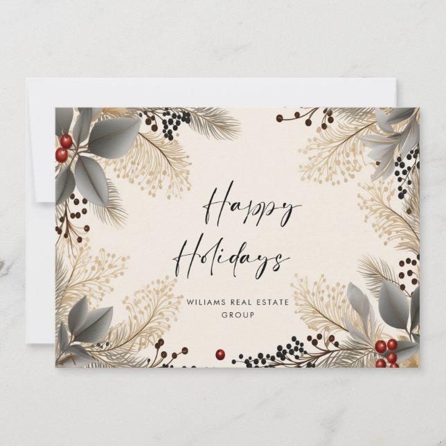 Elegant Minimalist Corporate Christmas Greeting Holiday Card (Front)