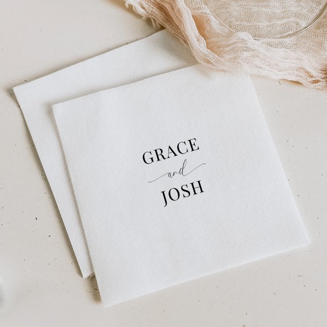 Elegant Minimalist Couple Name Wedding Napkin (Creator Uploaded)