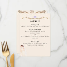 Elegant Minimalist Couple Wedding Menu Card