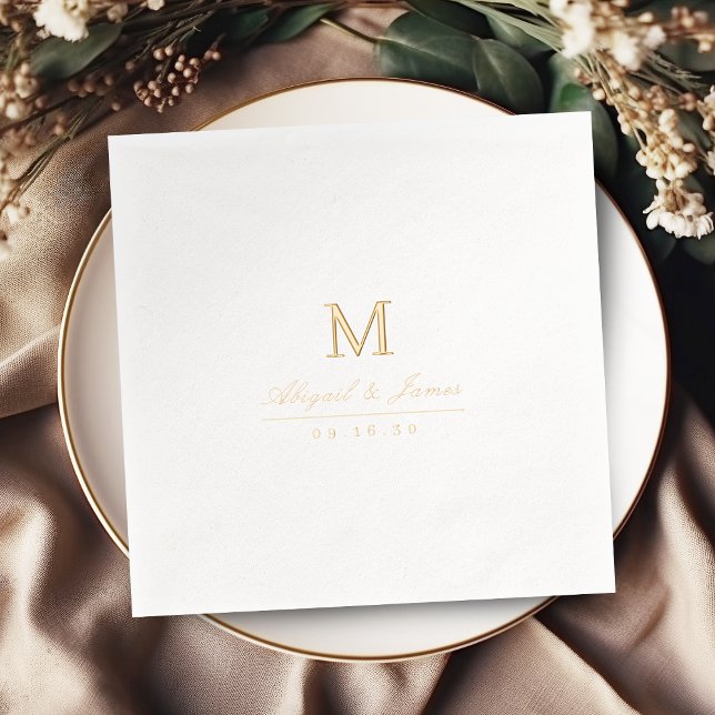 Elegant minimalist couples monogram wedding foil napkins (Elegant minimalist couples monogram wedding foil napkins)