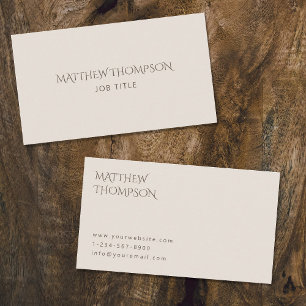 Elegant Minimalist Cream Ivory Professional Business Card