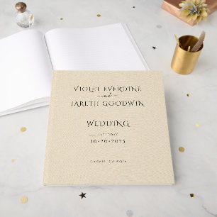 Elegant Minimalist Cream Linen Effect Wedding Guest Book