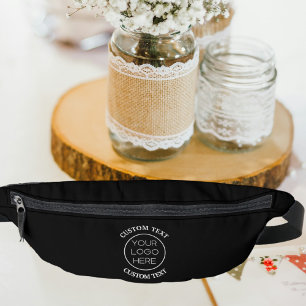 Elegant Minimalist Custom Business Logo Black Bum Bags