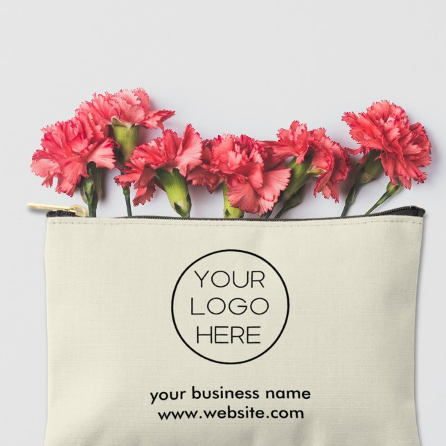 Elegant Minimalist Custom Business Logo | Cream Accessory Pouch (Creator Uploaded)