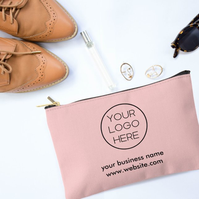 Elegant Minimalist Custom Business Logo | Pink Accessory Pouch (Creator Uploaded)