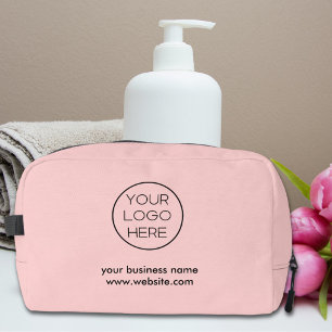 Elegant Minimalist Custom Business Logo Pink Dopp Kit