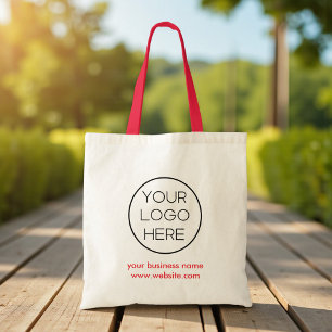 Elegant Minimalist Custom Business Logo Red Tote Bag