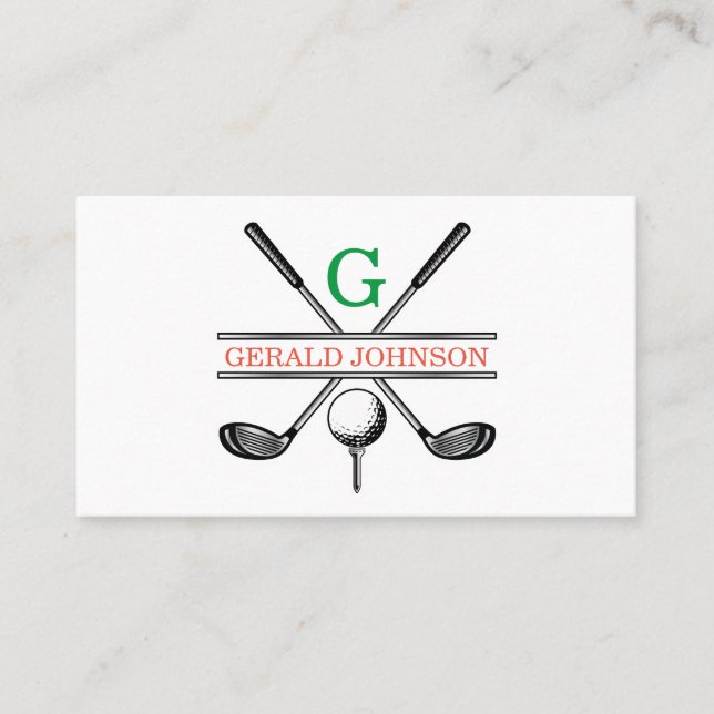 Elegant Minimalist Custom Golf Monogram Business Card (Front)