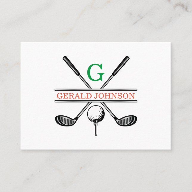 Elegant Minimalist Custom Golf Monogram Business Card (Front)