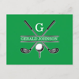 Elegant Minimalist Custom Golf Monogram Postcard