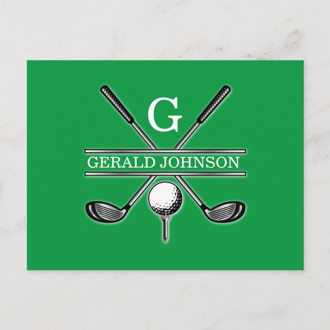 Elegant Minimalist Custom Golf Monogram Postcard (Front)