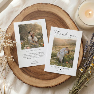 Elegant Minimalist Custom Wedding Couple Photo  Thank You Card