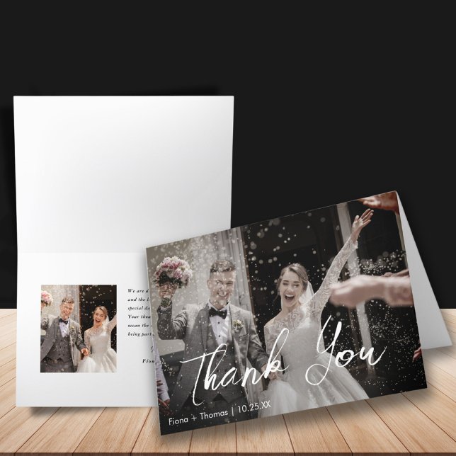 Elegant Minimalist Custom Wedding Photo Thank You Card (Creator Uploaded)