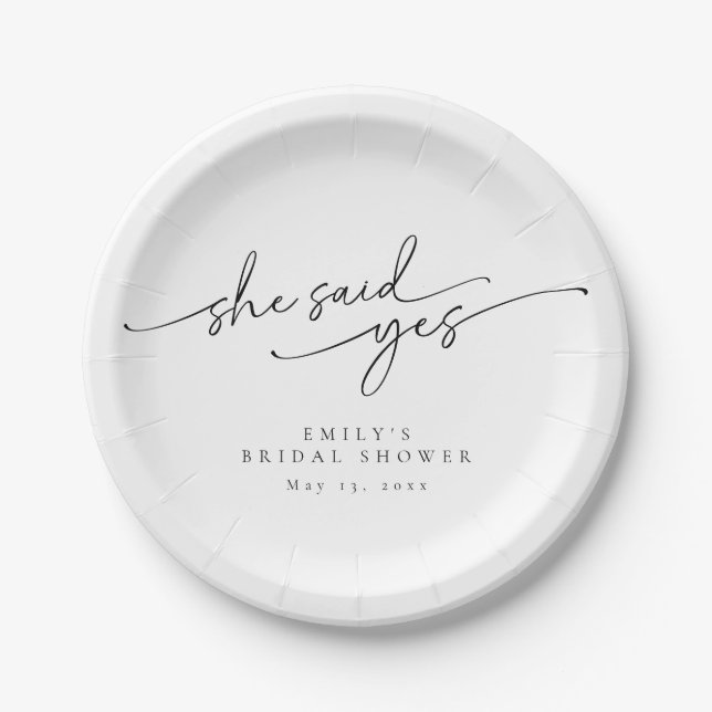 Elegant, Minimalist Customisable Bridal Shower Paper Plate (Front)
