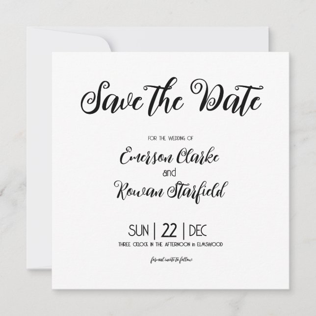 Elegant Minimalist customisable with Back Photo  Save The Date (Front)