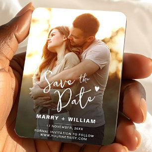 Elegant minimalist cute couple photo save the date magnet