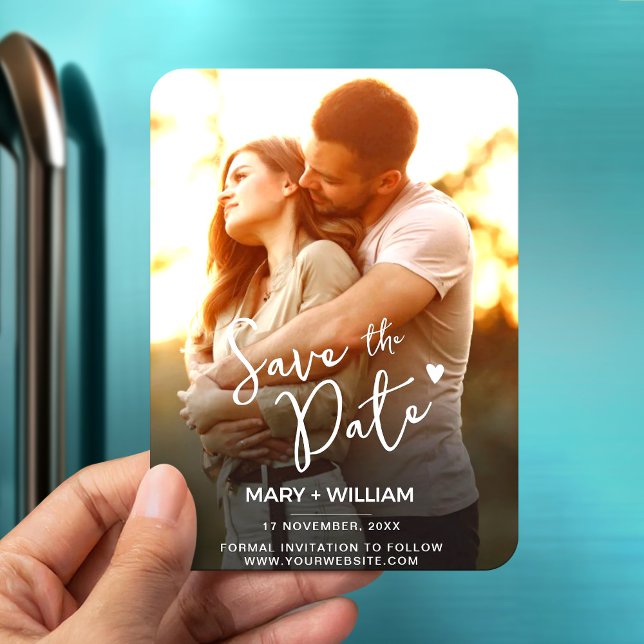 Elegant minimalist cute couple photo save the date magnet (Creator Uploaded)