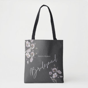 Elegant minimalist dark grey watercolor Bridesmaid Tote Bag