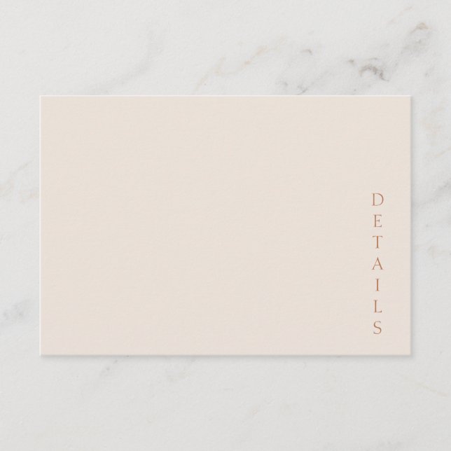 Elegant Minimalist Desert Sand Copper Wedding Enclosure Card (Front)