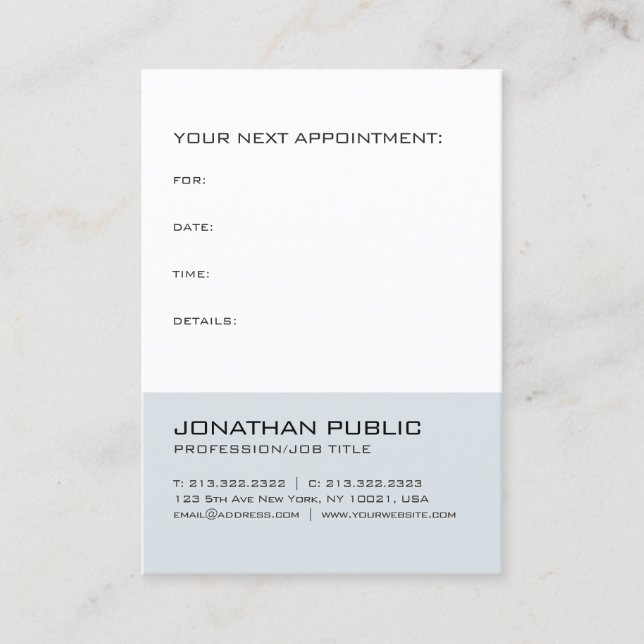 Elegant Minimalist Design Appointment Reminder Card (Front)