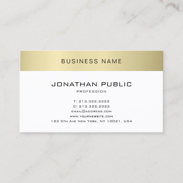 Elegant Minimalist Design Gold Look Plain Trendy Business Card (Front)