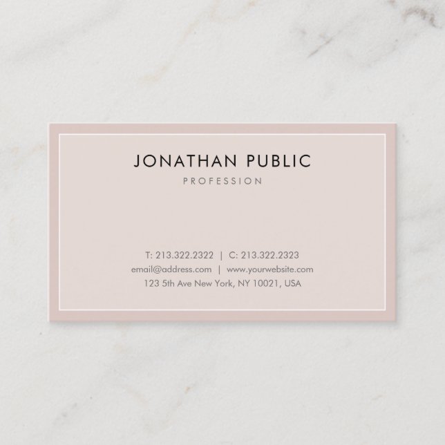 Elegant Minimalist Design Modern Clean Plain Cool Business Card (Front)