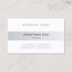Elegant Minimalist Design Silver Look Plain Trendy Business Card