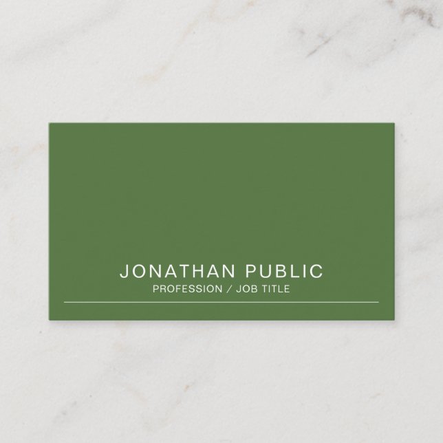 Elegant Minimalist Design Trendy Green Plain Business Card (Front)