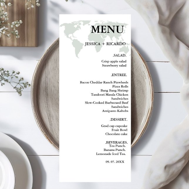 Elegant minimalist Destination sage green Wedding Menu (Creator Uploaded)
