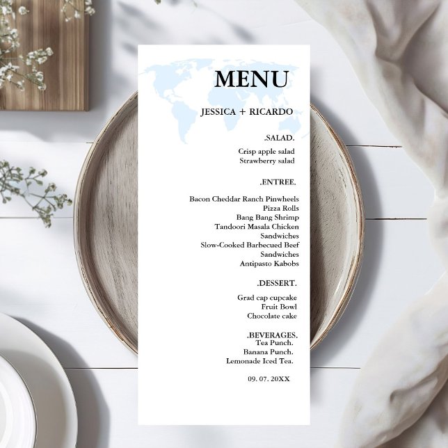 Elegant minimalist DestinationDusty Blue Wedding Menu (Creator Uploaded)
