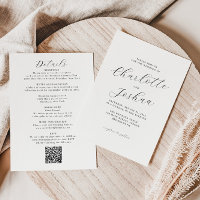 Elegant Minimalist Details RSVP QR Code Wedding