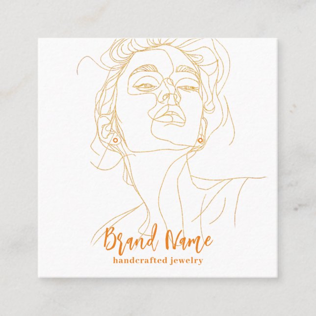 Elegant Minimalist Drawing Earring Display (Vol.1) Square Business Card (Front)