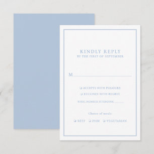 Elegant Minimalist Dusty Blue Frame Meal Choice RSVP Card
