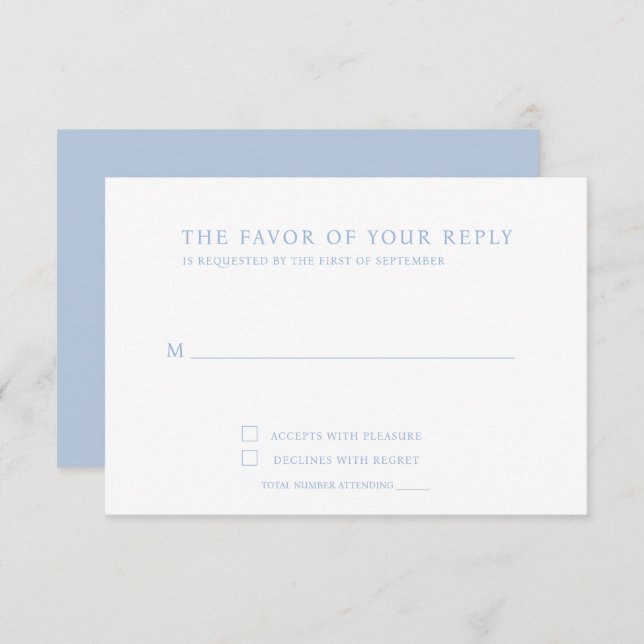 Elegant Minimalist Dusty Blue Response Card (Front/Back)
