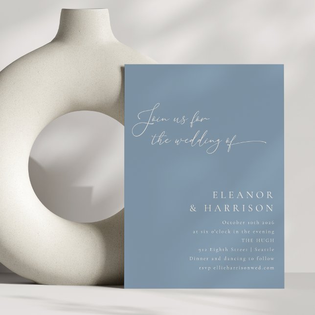 Elegant Minimalist Dusty Blue Script Wedding RSVP Invitation (Creator Uploaded)