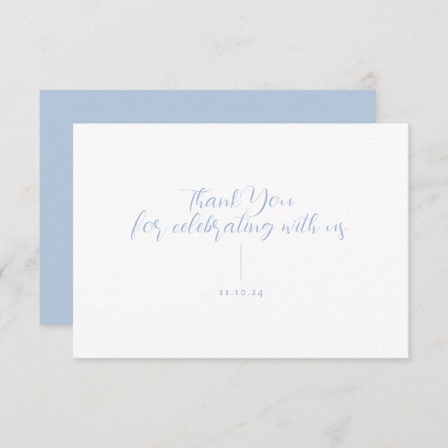 Elegant Minimalist Dusty Blue Thank You Card (Front/Back)