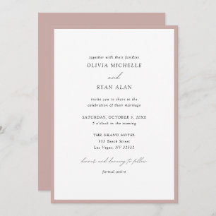 Elegant Minimalist Dusty Pink Wedding Invitation